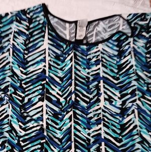 Stylish Blue Patterned Women's Blouse
